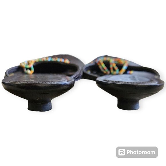 Cole Haan Brown Beaded Kitten Heel Flip Flop Sandal Size  7 - Picture 5 of 6